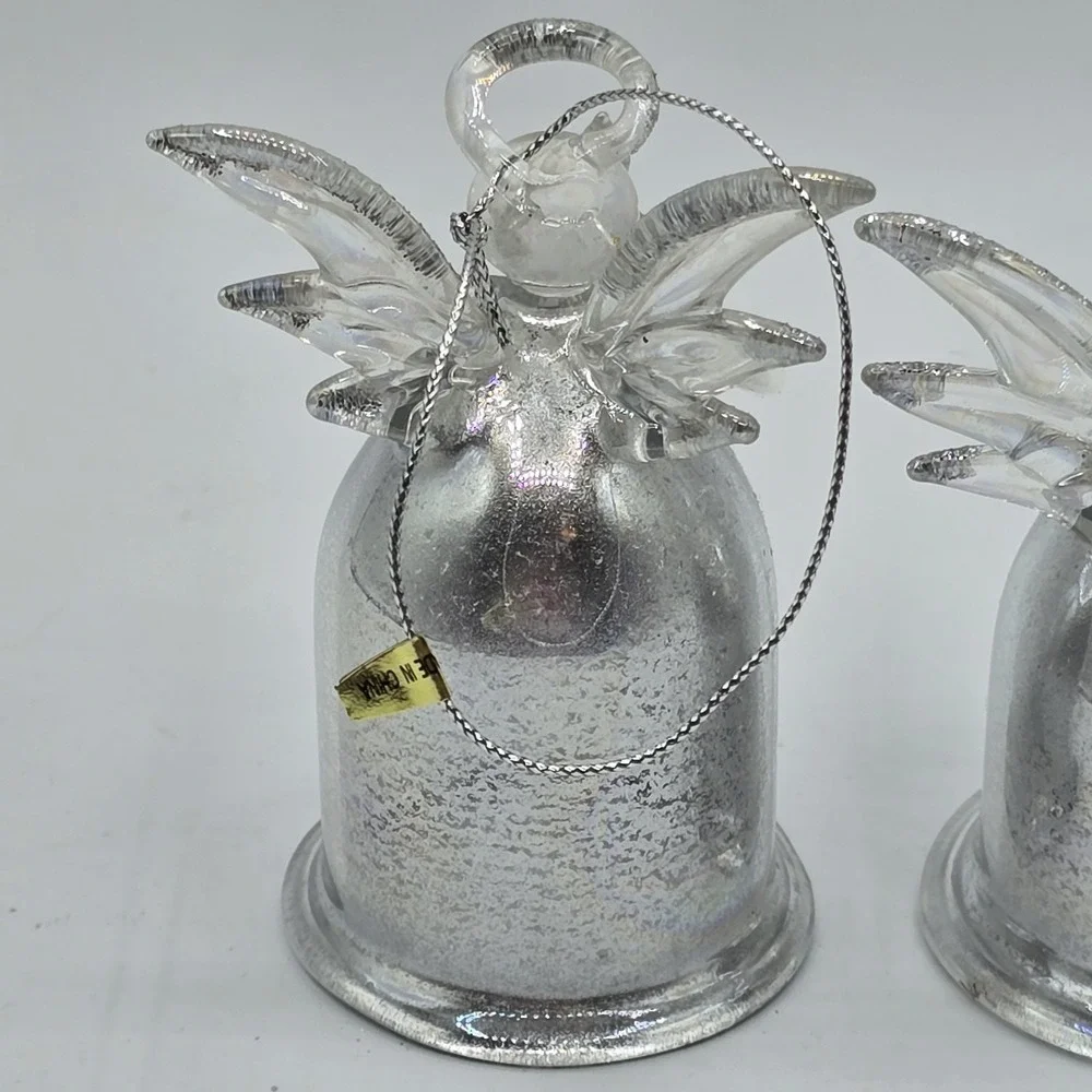 Vintage Glass Angel Ornaments Hand Blown Glass‎ Christmas Ornaments Set Of 2